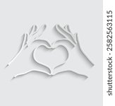 Two hands in the form of a heart icon love sign