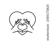 Two hands in the form of a heart icon love sign