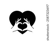 Two hands in the form of a heart icon love sign