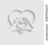 Two hands in the form of a heart icon love sign
