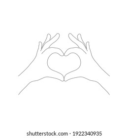 Two hands in the form of a heart icon love sign