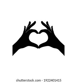 Two hands in the form of a heart icon love sign