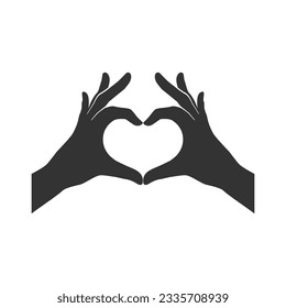 Two hands in the form of a heart icon love sign vector