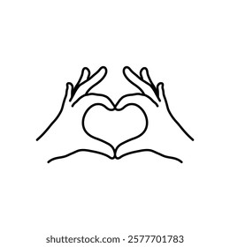 Two hands in the form of a heart icon love sign