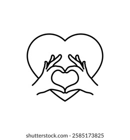 Two hands in the form of a heart icon love sign