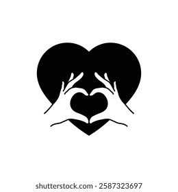 Two hands in the form of a heart icon love sign