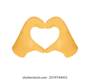 Two hands form a heart shape emoji symbolizing love, unity, and affection, conveying a powerful message of care and connection. 3D style illustration