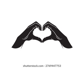 Two hands forming a heart shape with fingers Vector