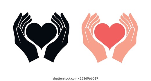 Two hands forming a heart silhouette 