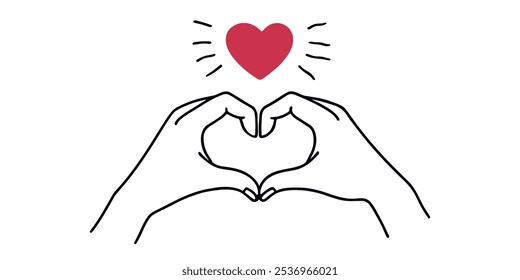 Two hands forming a heart silhouette 
