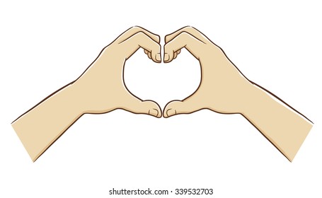 Two Hands Forming a Love Symbol, vector illustration