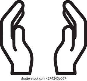 two hands forming a protective frame or shield around an invisible object representing care and safety in line art - Powered by Shutterstock - Get 15% off with code: PIKWIZARD15