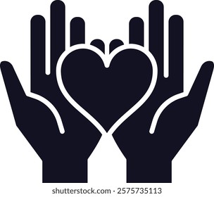 Two hands gently cradle a heart shape, symbolizing love, care, affection, and strong emotional bonds, perfect for Valentine s Day or any occasion celebrating relationships