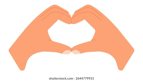 Two hands gently curving together to form a heart shape, representing love, care, and deep affection against a clean white background, evoking feelings of joy and connection