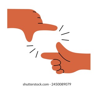 Two hands gesture making a frame for a view, hand drawn vector illustration in flat design, isolated on white