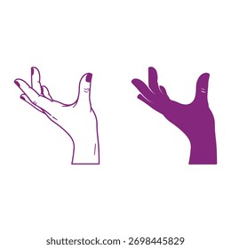 Two hands gestures collection set, reaching upwards, Lifting upward or Holding something expression.