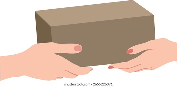 Duas mãos dar e receber uma caixa