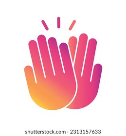 Two hands giving five, clapping palms icon.