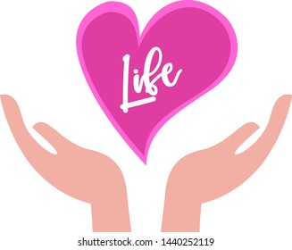 two hands giving heart life