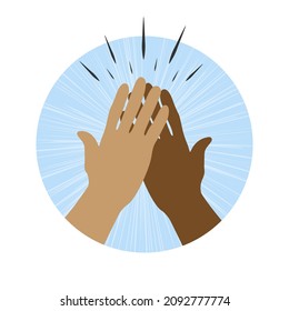 Two hands giving a high five for great work