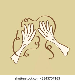 Two hands giving high five hand-drawn vector illlustration. Teamwork, partnership vector illsutration.