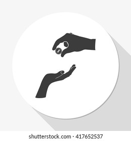 Two hands giving a money.