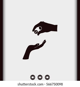 Two hands giving a money.