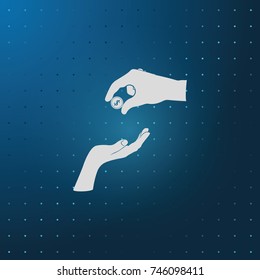 Two hands giving a money.