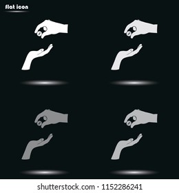 Two hands giving a money flat grayscale vector icon.