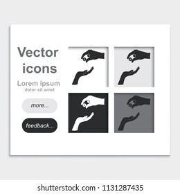Two hands giving a money placed on web page template flat vector icon.