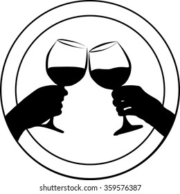 Two hands with two glasses of wine