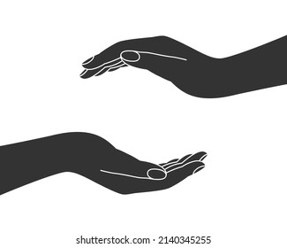 Two hands graphic icon. Protecting care hands symbol isolated on white background. Vector illustration