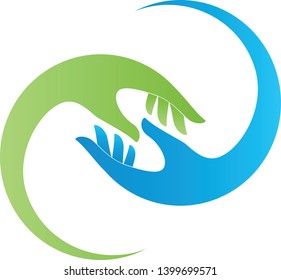 Two Hands Green Blue Logo Stock Vector (Royalty Free) 1399699571 ...