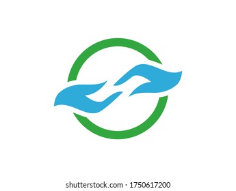 Two Hands and green circle icon