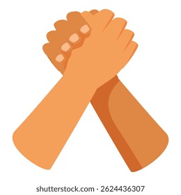 Two hands are gripping each other tightly, symbolizing teamwork, trust, and mutual support