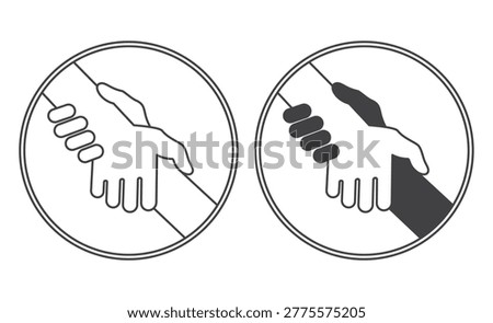 Two hands gripping each other inside a circle, depicting collaboration and teamwork icon