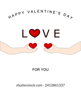 Two hands had an exchange of hearts on Valentine's Day. 