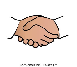 Two hands handshake contract agreement on a white background. Vector art