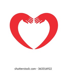 two hands in heart arms.  the idea for the logo or stickers