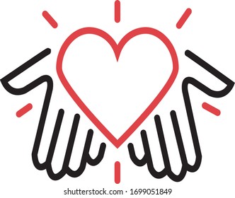 dos manos con el logo del corazón

