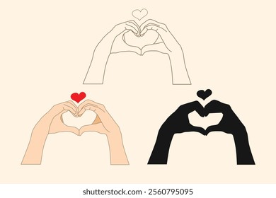 two hands with heart shape , love shape hand, heart shape hand make for romantic design