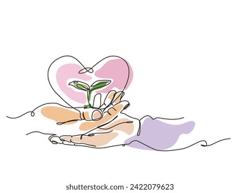 two hands hold heart to shows the love vector illustration graphic EPS 10
