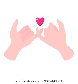 Dos manos se aferran unas a otras. Concepto de bodas y día de San Valentín. Dibujo vectorial aislado.