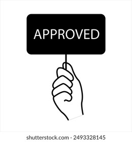 Two hands hold two Yes or No tables. Make a choice yes or no. Line vector illustration.