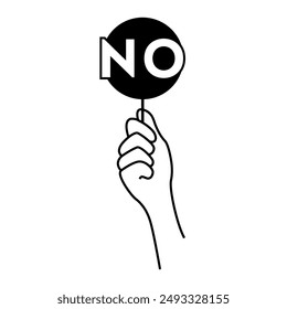 Dos manos sostienen dos mesas Sí o No. Haga una elección sí o no. Ilustración vectorial de línea.