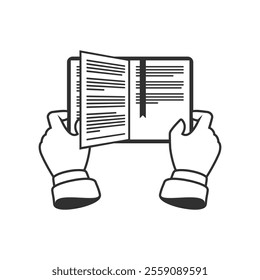 Two hands holding book. Read, reading book concept. Open Book in hand.