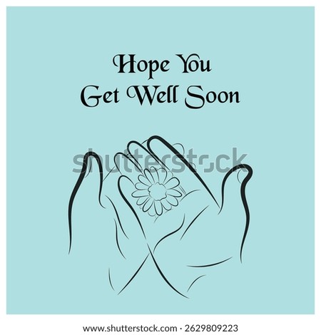 Two Hands Holding Daisy - Get Well Soon Minimalist Line Art