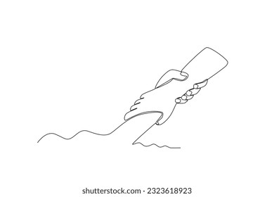 Dos manos apretadas. Dibujo de una línea del día humanitario mundial