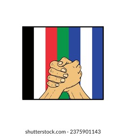 Two Hands Holding Each Other with Palestine and Israel Flag for Peace Unity or Solidarity Illustration Vector