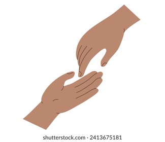 Two hands holding each other flat vector illustration.